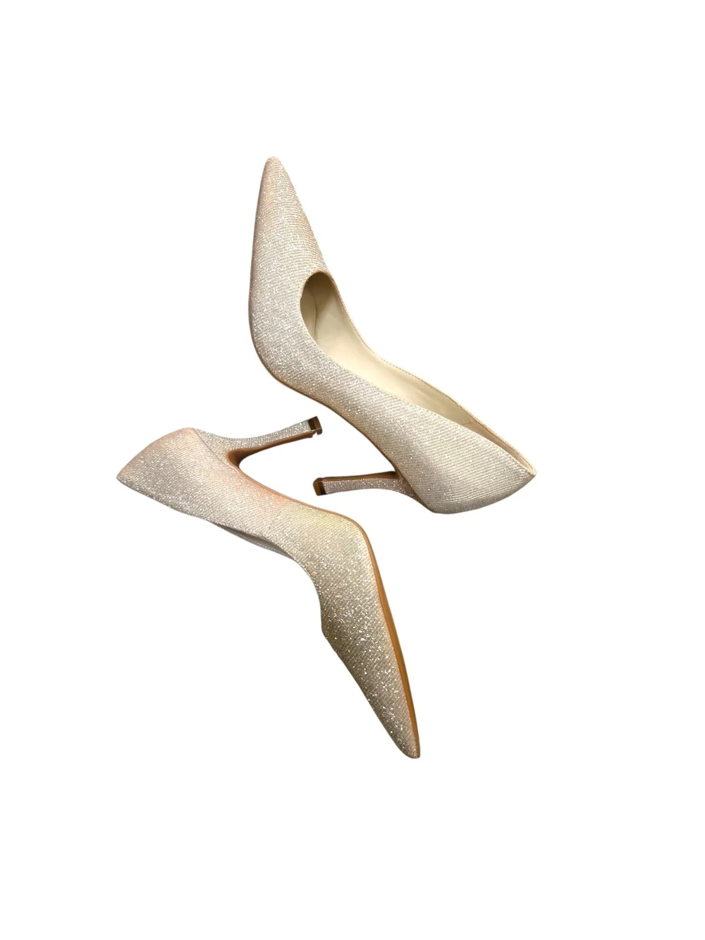Kenneth Cole soft Glitter Champagne Pointed-Toe Stiletto Pumps Sz 9.5
